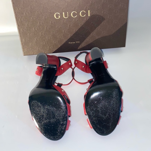GUCCI Melville leather T-Strap Heel Sandals in box - Picture 10 of 14